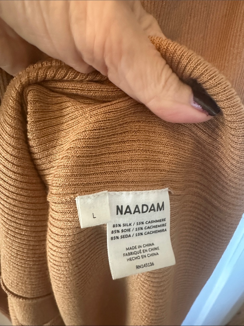 NAADAM Camel Long Ribbed Button-Front Dress - Picture 3 of 5